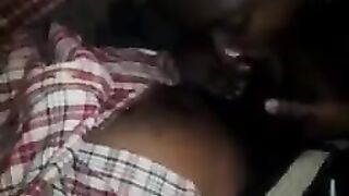 A fat woman fucks a black man in her anal at home