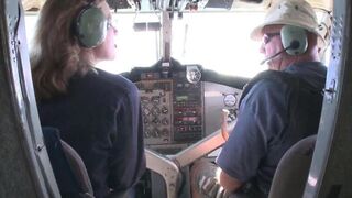 In-flight entertainment with a gorgeous blonde stewardess