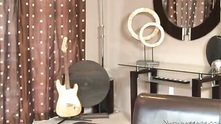 A girl caresses a guy’s dick while he is taking shower