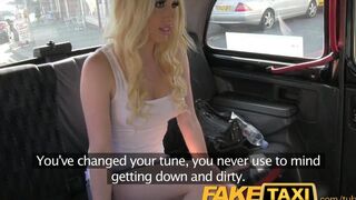 A blonde pays for her trip in a very personal way