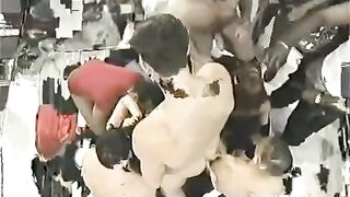 Bunch of guys fucked a girl with huge boobs in the crowd