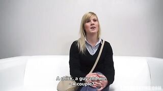 A 25-year-old Czech girl demonstrates her skills during a porn casting