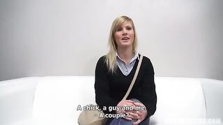 A 25-year-old Czech girl demonstrates her skills during a porn casting