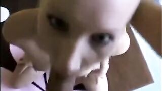 Girl makes deep blowjob, sucks dick and swallows cum in POV