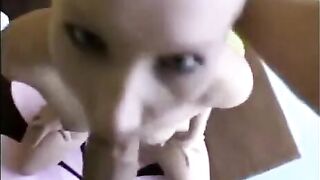 Girl makes deep blowjob, sucks dick and swallows cum in POV