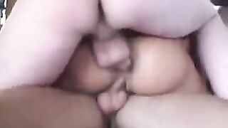 Babe loves to be fucked at the same time by two guys