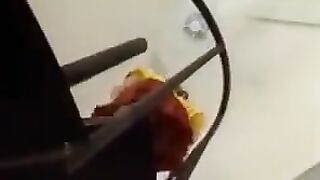 A guy fucked a hairy-pussy girl through transparent pantyhose