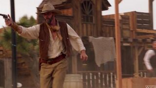 A sexy girl was punished by a cowboy, and he licked her clitoris
