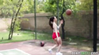 A cute girl in the role of a basketball player can give herself as a gift