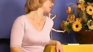 The girl practices cunnilingus with her mom