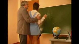 An old teacher seduced and fucked a student girl