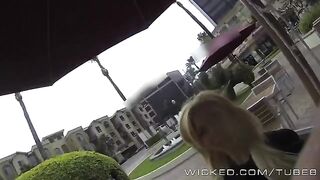 A blonde girl is getting fucked right in the car