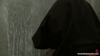 The sexy girl was tied up and fucked in the mouth