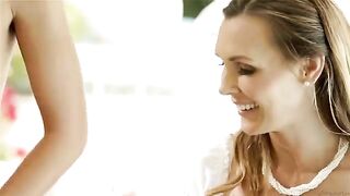 Three girlfriends chatted about the adventures and then they went to have sex