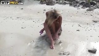 A couple has a private sex party on the Russian beach