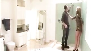 The wife fucked by plumbers while her husband watched