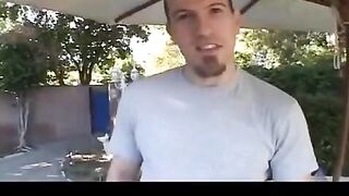 The girl sucks the guy's nipple and then fucks with him