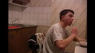 The mother, who had cancer, was fucked by her son in the kitchen