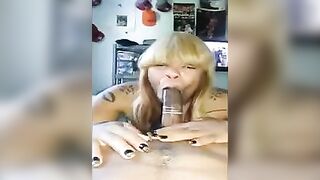 Black woman in a condom sucked a member in the house