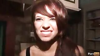 The girl played with a toy in her panties, imitating sex