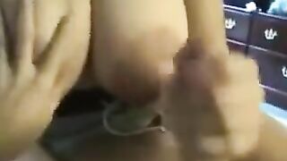 The fat woman swallows all the cum, from the first to the last drop