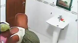 Girls did not know about the camera in the bathroom