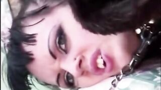 Babe in a fur coat has rude sex right on the street, no shame