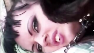 Babe in a fur coat has rude sex right on the street, no shame