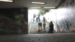 A girl diluted herself and was fucked right on the transition