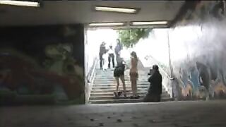 A girl diluted herself and was fucked right on the transition