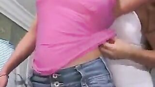 A girl got a piercing in her sweet pussy, which became a surprise for her girlfriend