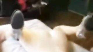 Girl was put on the bed and grabbed hard