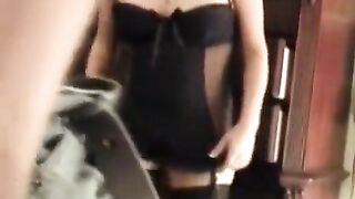 The husband came home to find his wife in a sexy corset waiting for him