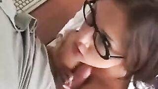 A hot girl is fucking with her boss in the office of his company