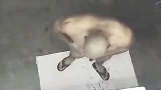 A naked man has been spied on in the shower, and it’s quite a scene