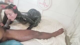 Halloween Succubus summons and devours a huge cock in a bodysuit
