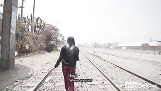 Peruvian guy fucks hot Venezuelan chick near the train line