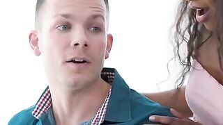 Demi Sutra massages her friend’s cock before giving a deepthroat blowjob