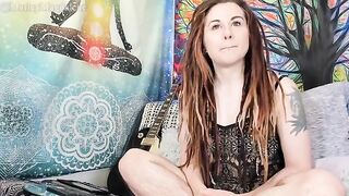 A funny hairy chick gets naked and comes on cam