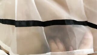 Schoolgirl Cosplay FootJob with Japanese charm and passion