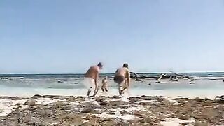 Beach threesome with Porn Mzhm in bikini