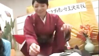 Asian girl has sex in public place with a hairy pussy