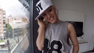The blond was lucky to get a ride and have wild sex