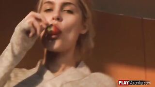 A sweet girl gets undressed and sits on a penis