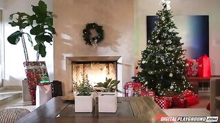 A girl got a great gift from the man in the Santa suit