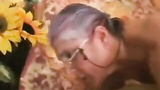 Man fucks gray-haired woman in black stockings