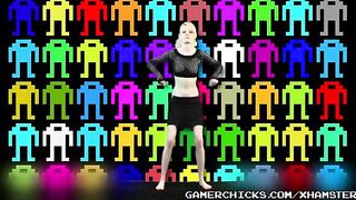 A sexy girl is dancing on the floor without any clothes