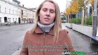 A blonde girl agreed to have sex for a new sofa for her home