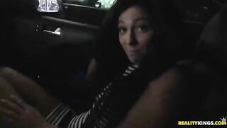 Brunette gets her face covered with cum after a hot session