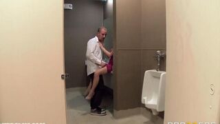 A woman fucked with waiter in the restaurant toilet